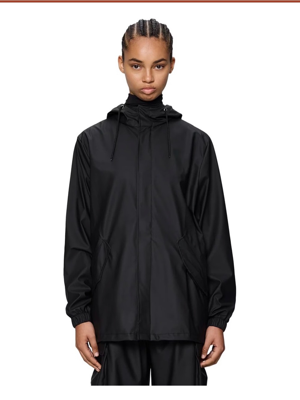 Rains Black Hooded Raincoat for Men